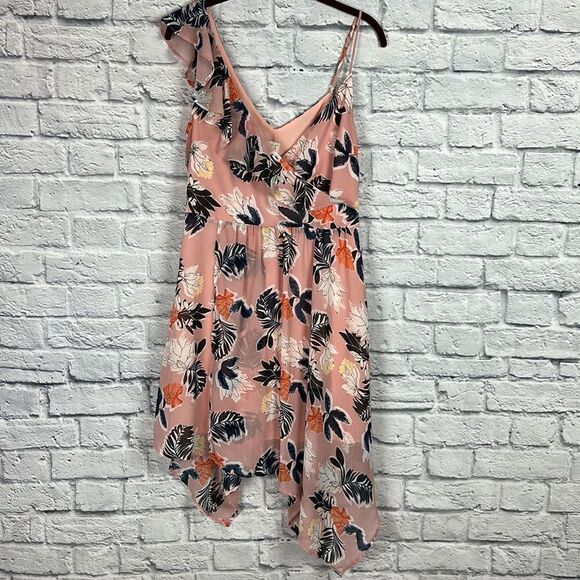 A NEW DAY WOMEN FAUX WRAP DRESS PINK WITH FLORAL PRINT Size Medium - Picture 1 of 7